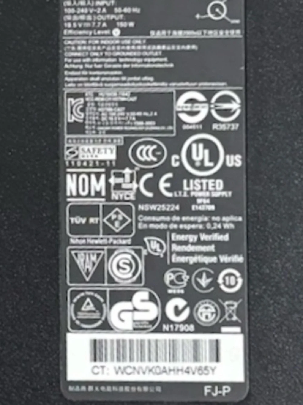 Genuine HP 150W AC Adapter Charger HSTNN-CA27 693707-001 Slim Laptop Power Cord